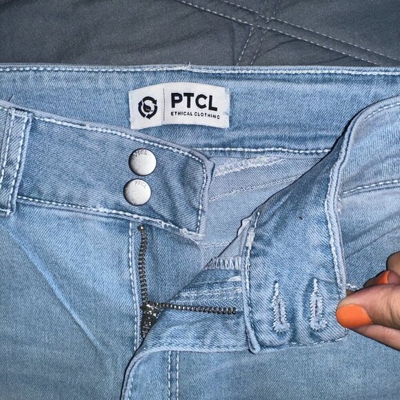 PTCL Ethical Clothing Women Light Blue Flare Bootcut Jeans Size 30 Jewel Pockets - Picture 7 of 13